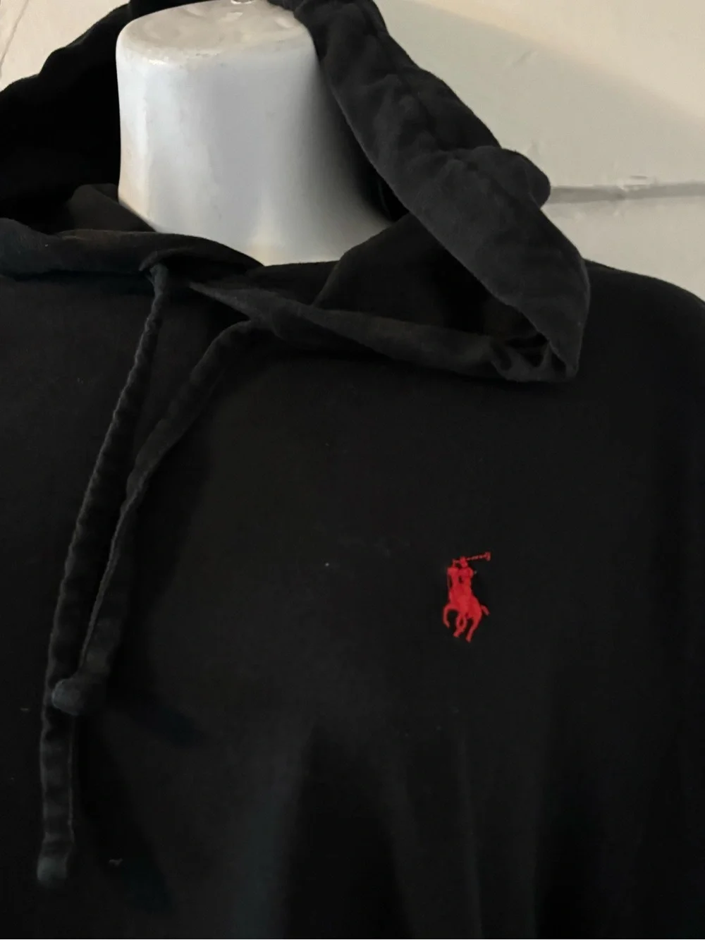 Polo by Ralph Lauren Black Hooded Long-Sleeve Shirt with Red Pony Logo